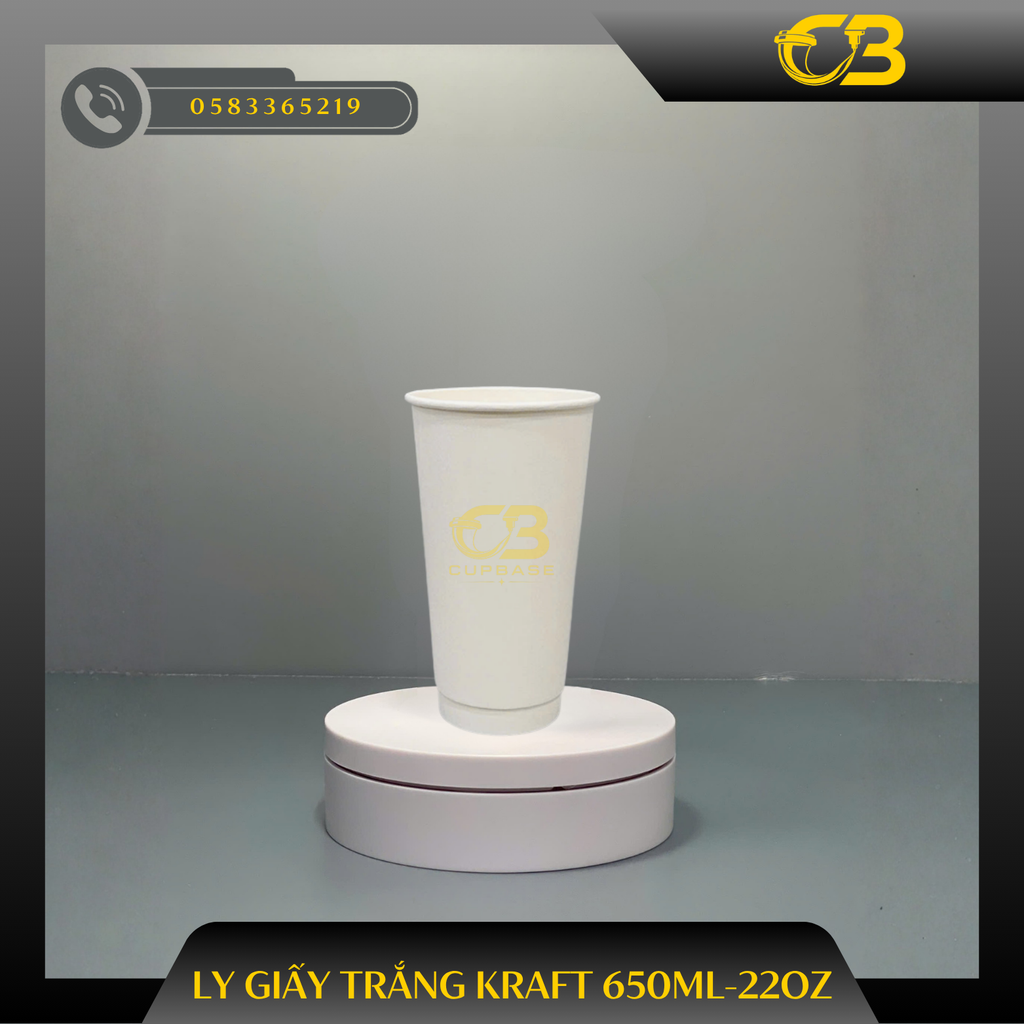 Ly giấy trắng Kraft 650ml